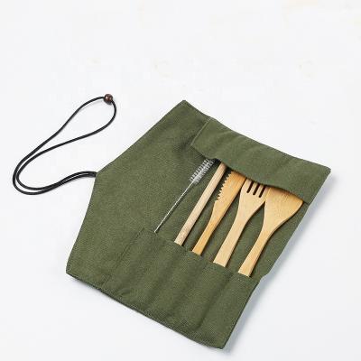 China Nature Natural 100% Biodegradable Disposable Bamboo Cutlery Set in Bag for sale