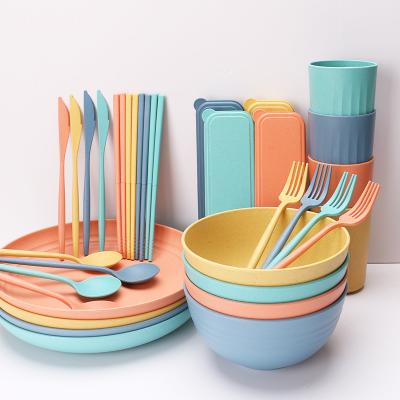 China Wheat Straw Tableware Set Dinnerware Set Unbreakable Eco Friendly Wheat Straw Dish for sale