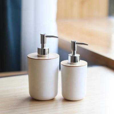 China Modern Luxury Bamboo Foam Soap Dispenser Hand Soap Dispenser Bathroom Lotion Container Bottle for Kitchen and Bathroom for sale