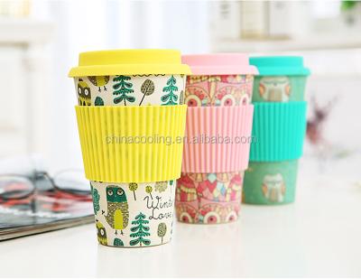 China 350-450ml Sustainable Wheat Fiber Eco - Friendly Coffee Mug With Lids And Silicone for sale