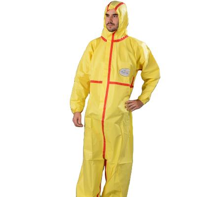 China Hospital/Industry Light Weight Waterproof Workwear Overall Coverall/TOPMED Cleanroom High Quality Disposable Protective Yellow Nonwoven Safety Coveralls for sale