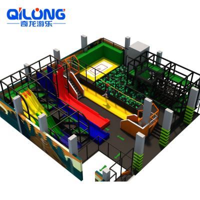 China Big Slide Indoor Playground Equipment With Straight Big Slides Slide And Zip Line for sale