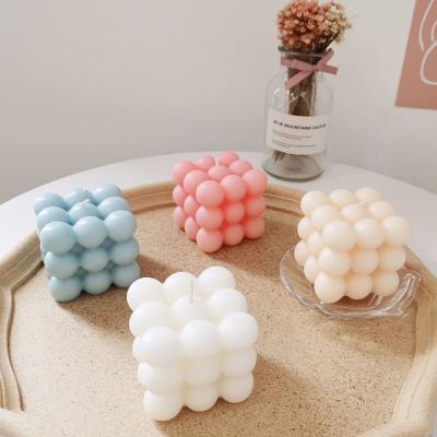 China Amazon CLASSIC Hot Selling Cube Shape Scented Bulk Soy Wax Paraffin Bubble Candle for sale