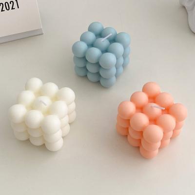 China High Quality Delicate Cube Scented Scented Soy Wax Paraffin Bubble Candle for sale