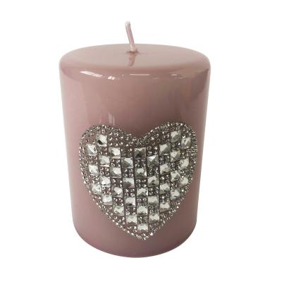 China Candle Relighting Diamond With Peach Heart Custom Natural Wax Candles Decorative for sale