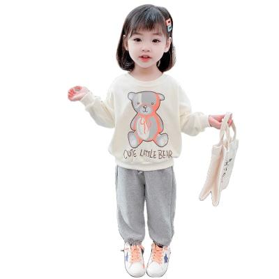 China Children's suit spring 2021 girl autumn clothing sweater casual net red new and fashionable autumn style girl foreign baby sports two set for sale