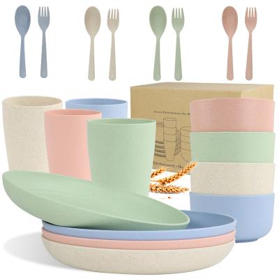 China Sustainable Eco-Friendly Wholesale Wheat Straw Bowls, Cups, Dishes And Fork Spoon Dinnerware Sets for sale