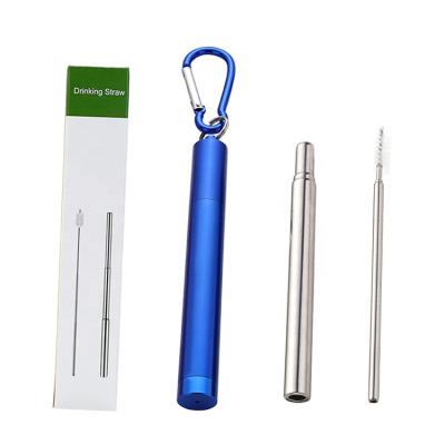 China 2019 Amazon New Style Food Grade Sustainable Collapsible Metal Straw Telescopic Stainless Steel Straw With Brush for sale