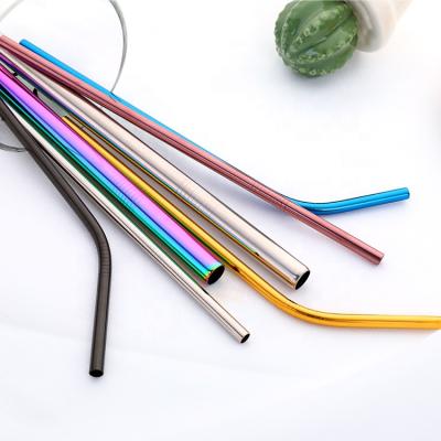 China Viable hot sale on amazon wholesale reusabl 304 stainless steel metal straw with custom logo for sale