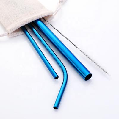 China 2020 Sustainable Amazon Stainless Steel Straw 18/8 12mm 5 Pack Reusable Metal Drinking Straw Set With Brush for sale