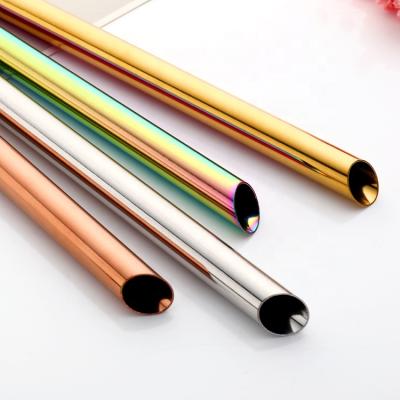 China 18/8 Layer Incisions 12mm Stainless Steel Slant Bubble Tea Viable Drinking Straw Easy Through Babo Plastic Reusable Straws for sale