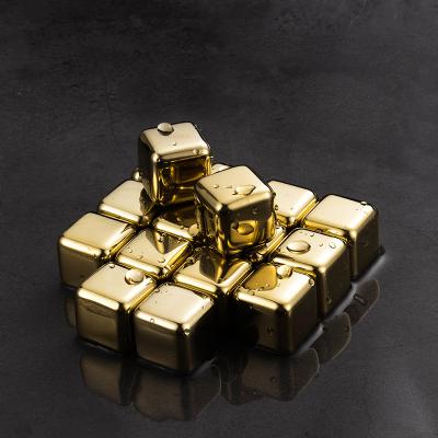 China 304 Stainless Steel Ice Cube Wine Viable Gold Supplies Plating Stainless Steel Ice Cube Gold Creative Frozen Wholesale for sale