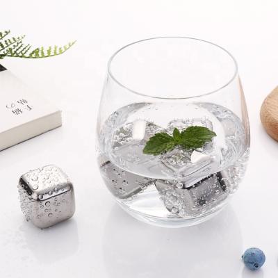 China Sustainable Food Grade Metal Whiskey Stones 304 Stainless Steel Reusable Ice Cube For Beverage for sale