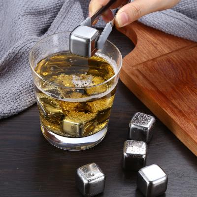 China Food Grade Sustainable Whiskey Competitive Price Rocks Stainless Steel Metal Sipping Stone Ice Cube for sale