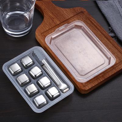 China Sustainable factory direct customized reusable stainless steel metal cocktail wine tool ice cubes set for wiskey for sale