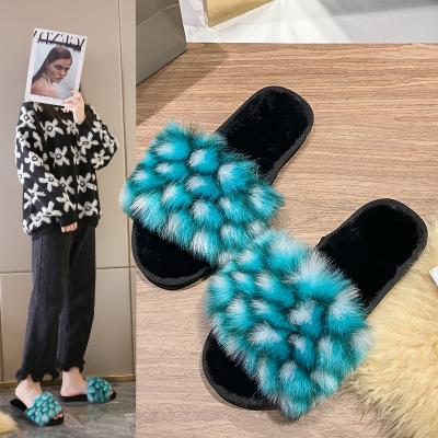 China 2021 Fashion Trend Autumn And Winter Soft Bottom Fashion Home Wear Slipper Warm Outdoor Fur Slippers for sale