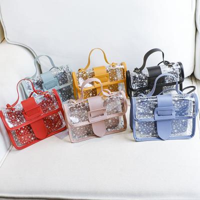 China 2021 Clear Jelly Bag 2021 New PU Women Handbags Ins One Shoulder Fashion Trend PVC Cross - Body Bag for sale