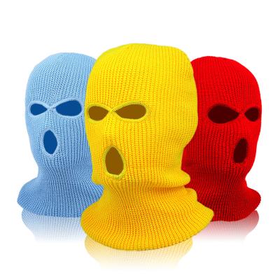 China COMMON Ready To Ship Fashion Winter Acrylic Knitted Balaclava Custom Hat Skimask 3 Hole Balaclava for sale