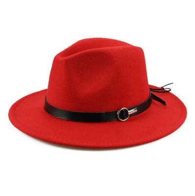 China Hot Sale Korean Wool Jazz Hat British Style Women Fedora Felt Hat Wide Brim Fashion Image Winter Top Hats for sale