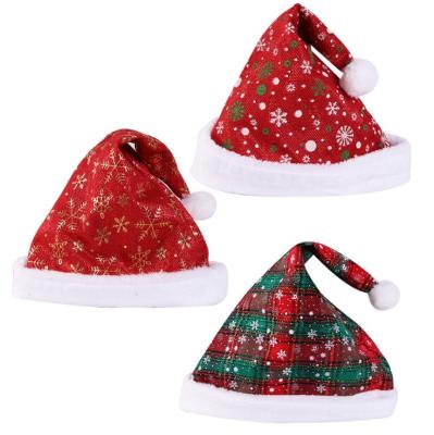 China Image Santa Hat Red Grid Hats factory wholesale snow Santa Claus Christmas Hat For Adults thickening gold for sale