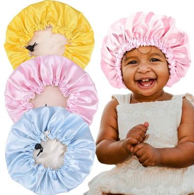 China Picture Adjustable Hoods For Toddler Boys Infant Girls Little Girls Baby Kids Hood Satin Reversible Sleep Shower Hat for sale