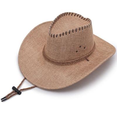 China Picture Men's Cowboy Hat Breathable Sun Protection Beach Hat Rider Riding Canvas Hat for sale