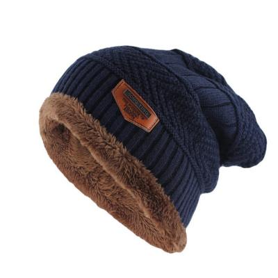 China Fashion COMMON version hats Autumn Winter Thick Fleece Lined outdoor cold protection men's knitted hat for sale