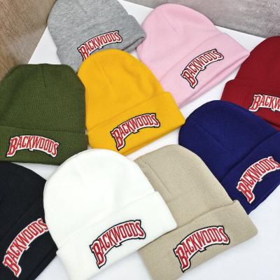 China COMMON Backwoods Embroidery Knitted Cozy Soft Slouchy Beanie Hat Winter Ski Baggy Hat Collection Unisex Color Various for sale