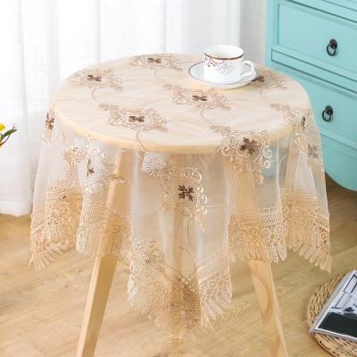 China Factory Price Waterproof Chinese Customizable Pure Yarn Decorative Table Cover Embroidered Tablecloth Beige for sale