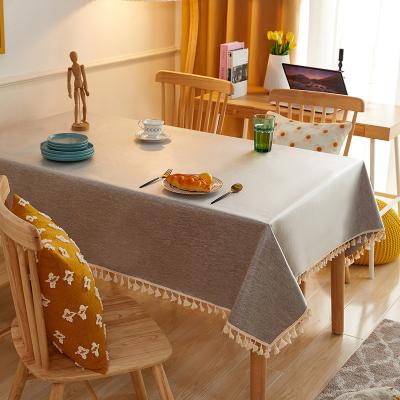 China Freeoilproof PVC TPU Solid Color Waterproof Modern Simple Table Cloth Washing Rectangular Custom Tablecloths for sale