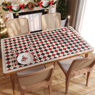 China Wholesale custom made luxury waterproof pvc leather tablecloth oilproof party decoration christmas coffee table cloth for sale