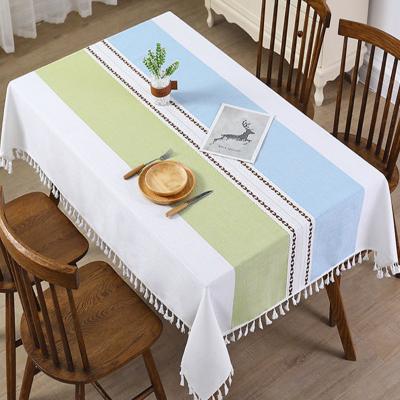 China Factory Price Waterproof Chinese Customizable Pure Yarn Decorative Table Cover Embroidered Tablecloth Beige for sale