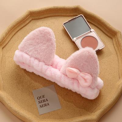 China European and American Style Spa Coral Fleece Makeup Shower Terry Cloth Bow Headbands For Face Women Facial Hair Wash Tape for sale