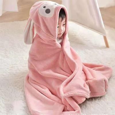 China Soft Infant Hooded Coral Fleece Cape Bath Towel Super Absorbent Bath Towel Child Safe Toddler With Animal Hood for sale