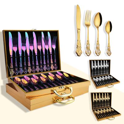 China GOOD LIFE Sustainable Stainless Steel Tableware Set Steak Knife 304 Fork And Spoon 24 Pcs Gift Set Western Staff Welfare Gifts for sale