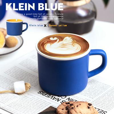 China 2022 Viable Hot Selling Klein Coffee Mug Creative Blue Ceramic Personality Korean Kids Milk Mug Tea Cup for sale