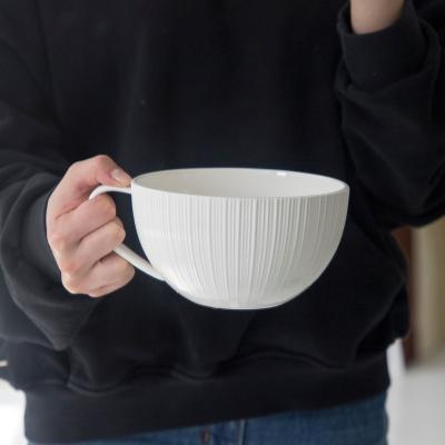 China 2022 Ceramic Simple Creative Bowl Handle Home Solid Color Bowl Instant Noodle Super Viable Coffee Mugs for sale