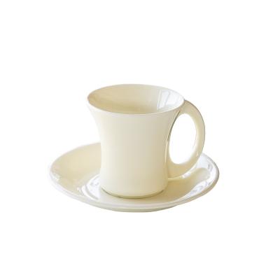 China Wholesale Ceramic Simple Home Tea Cup Saucer Solid Color Coffee Cup Saucer Viable Factory for sale