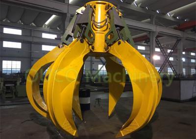 China High Efficiency Orange Peel Grab , Yellow Scrap Metal Grapple Low Noise for sale