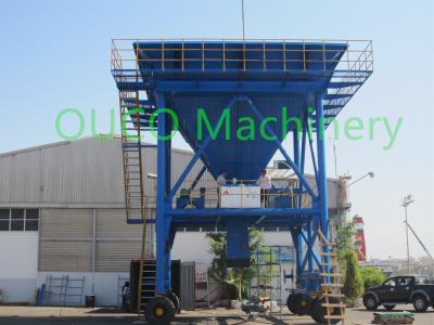 China Blue Color Wheel Mounted Discharging Eco Hopper Loader / Material Hopper for sale