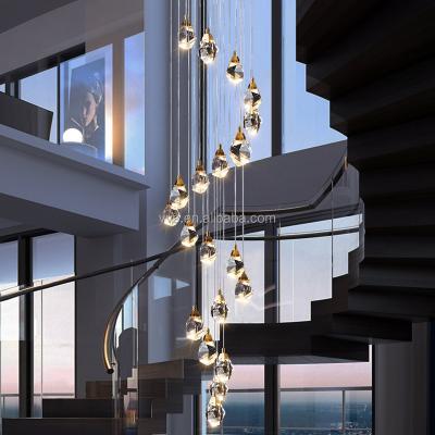 China VVS luxury modern chandelier for high ceilings led luxury chandeliers for staircase luminaria linear copper pendant light for sale