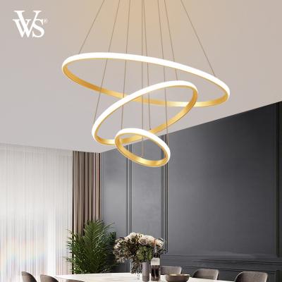 China Latest Version Gold Metal Ring Pendant Lights Chandeliers Hanging Lamp and Modern Light Lamps Led Chandelier Luxury for sale