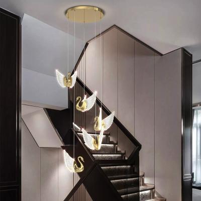 China Latest Version Modern Metal Contemporary Apartment Staircase Chandelier Pendants Lights for sale