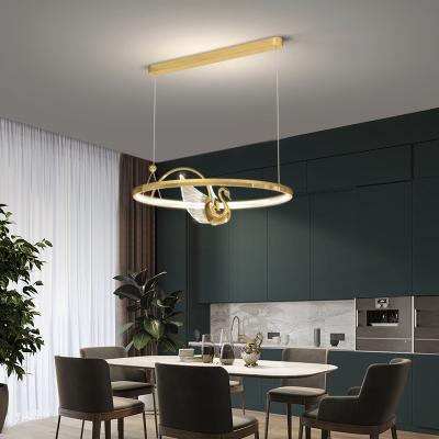 China New Fashion Design Gold Metal Swan Luxury Hotel Modern Home Office Building High Ceiling Modern Chandelier for sale