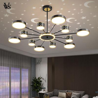 China New Contemporary Design Black VVS Iron Home Office Modern Living Room Chandeliers Gold Luxury Led Light for sale