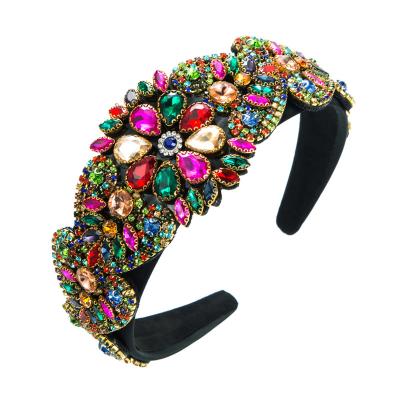 China Holiday Party Jeweled Diamond Luxury Women Bling Hairband Crystal Padded Girl Headbands Delicate Rhinestone Decoration for sale