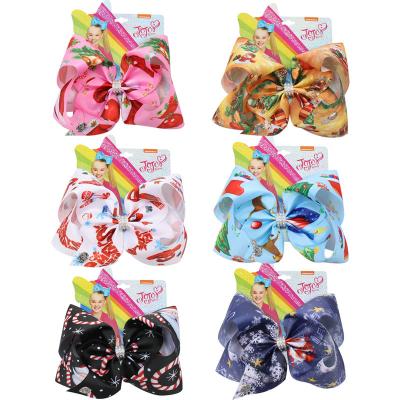 China Decoration 7 Inch Christmas Day Boutique Printed Hair Bow Hairpin Girls Hair Clips Accessories for sale