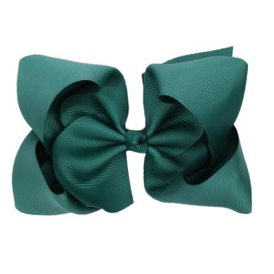 China Decoration 6 Inch Boutique Solid Grosgrain Bow Knotted Hair Bows Babies Hair Clip for sale