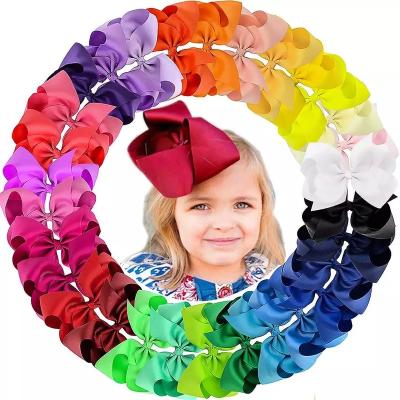 China 8 Inch Big Hair Bows Jumbo Solids Hair Bow Boutique Hair Decoration Hair Clips Bows For Girls for sale