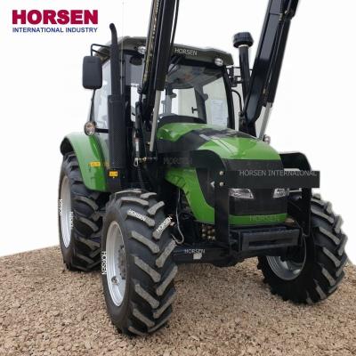 China Farms 100HP 4*4 Compact Tractor with Farm Front End Loader and Backhoe Price in China by HORSEN for sale